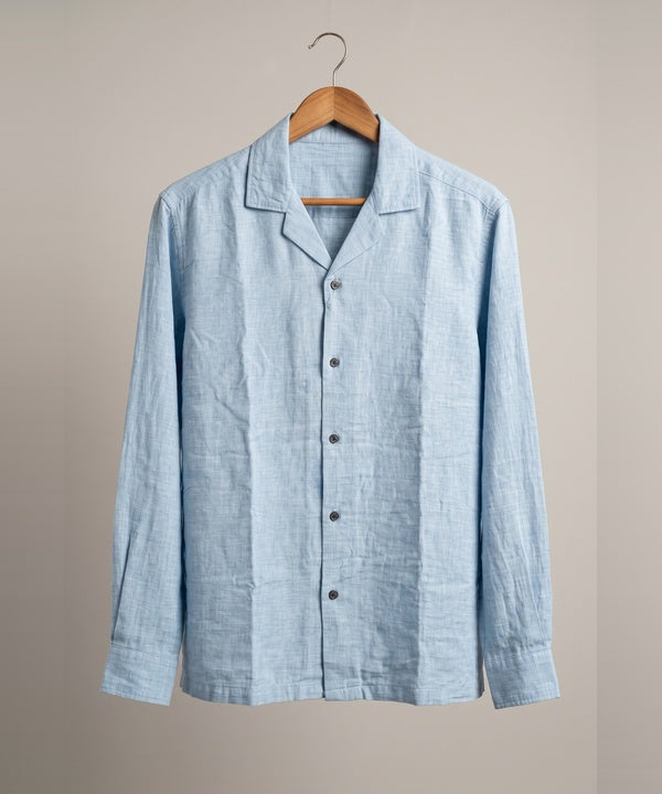 Men's Linen Shirt Full-Sleeves - Sky-Texture Shc-3101 (ORG-H)