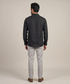 Men's Linen Shirt Full-Sleeves - Black Shc-3101 (ORG-H)