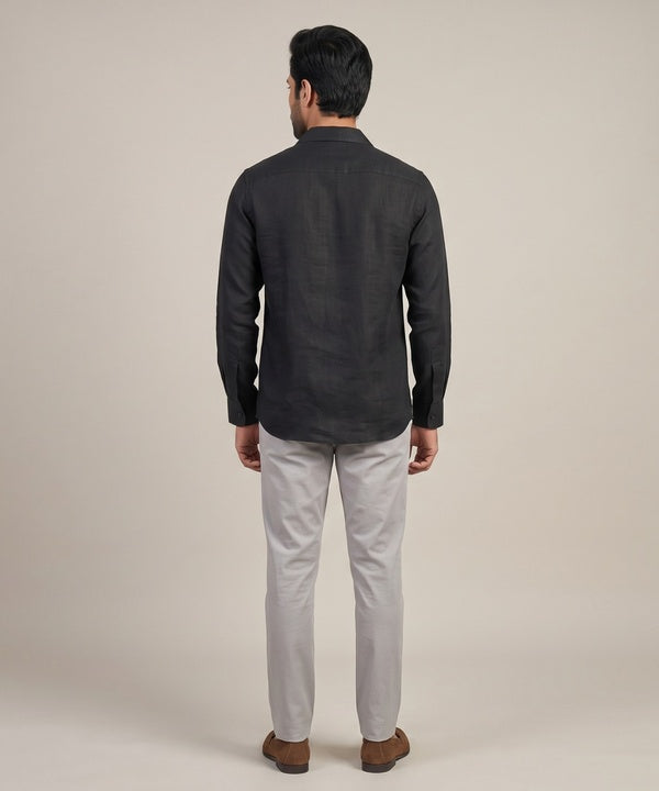 Men's Linen Shirt Full-Sleeves - Black Shc-3101 (ORG-H)