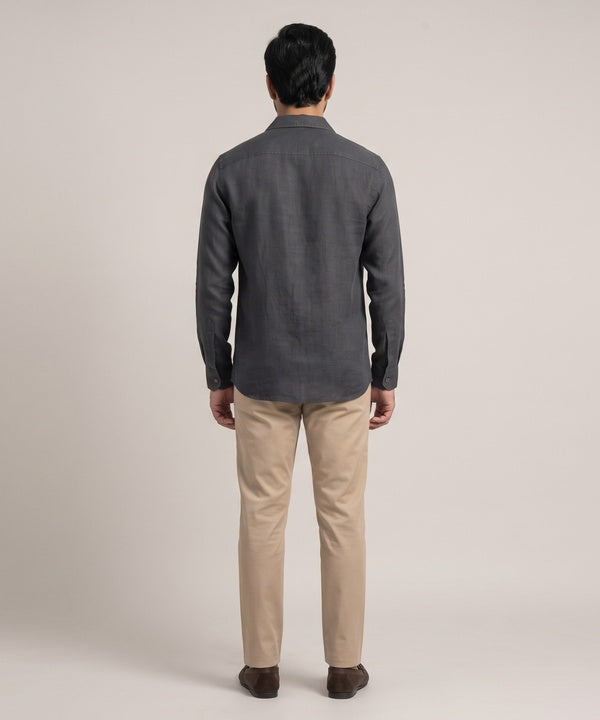 Men's Linen Shirt Full-Sleeves - D-Grey Shc-3101 (ORG-H)