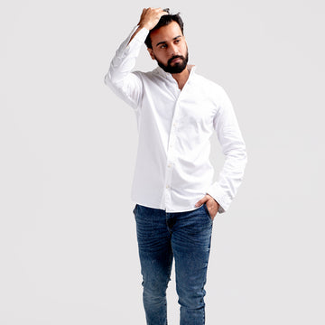 HR Clothing Men's Casual Textured Shirt - White