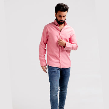 HR Clothing Men's Casual Textured Shirt - Pink