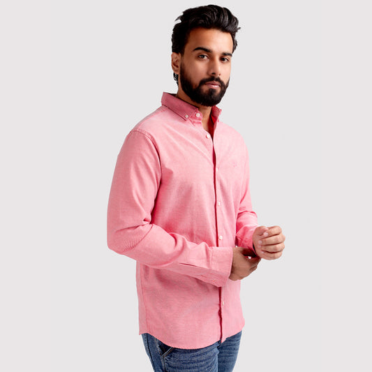 HR Clothing Men's Casual Textured Shirt - Pink