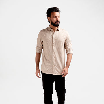 HR Clothing Men's Casual Textured Shirt - Beige