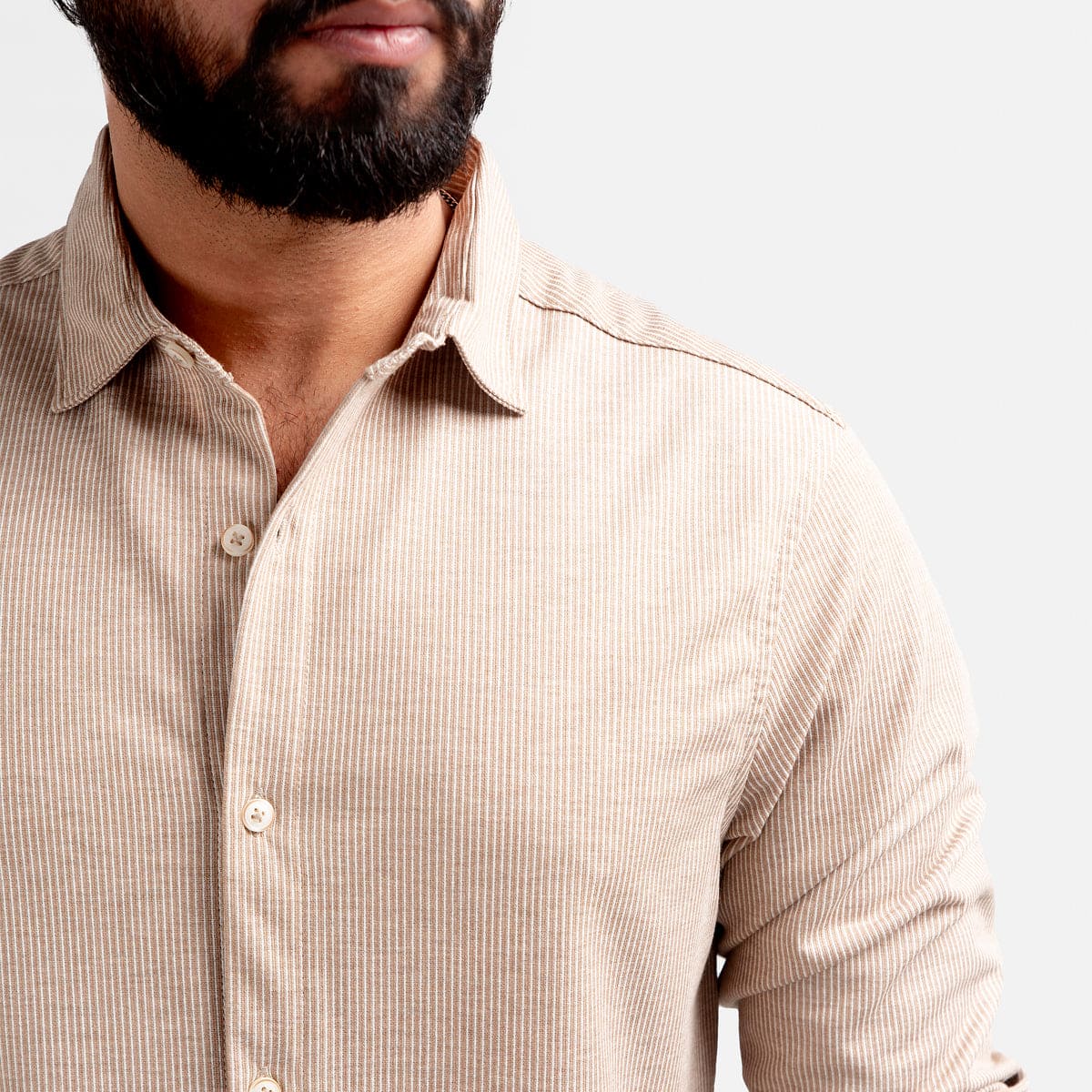 Men's Casual Textured Shirt - Beige Shc-1973 Strech Fabric (ORG)