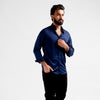 HR Clothing Men's Casual Textured Shirt - Navy