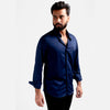 HR Clothing Men's Casual Textured Shirt - Navy