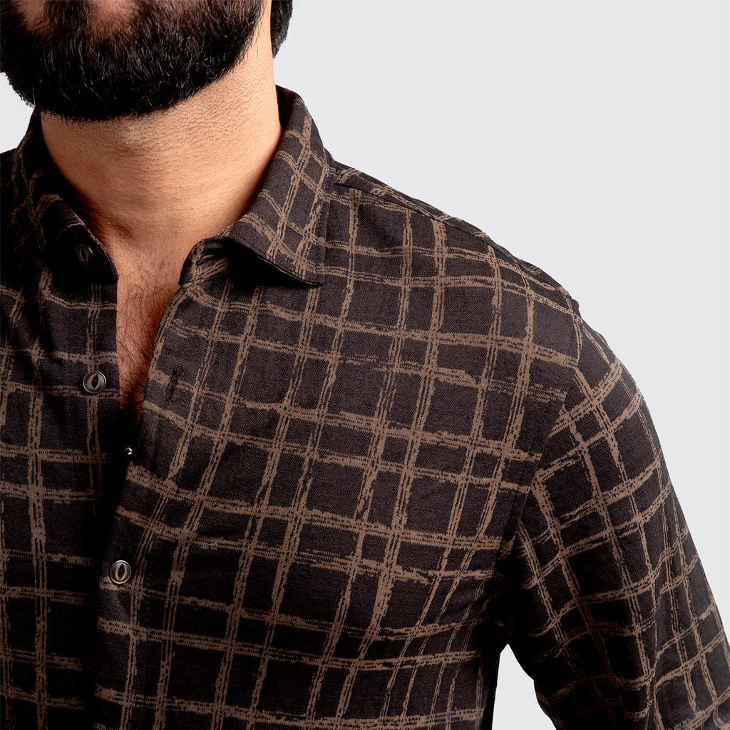 Men's Casual  - Brown Printed Shc-1973 Strech Fabric(ORG)