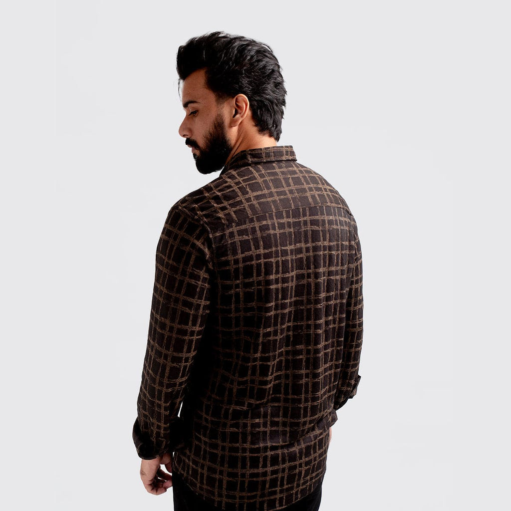 Men's Casual  - Brown Printed Shc-1973 Strech Fabric(ORG)