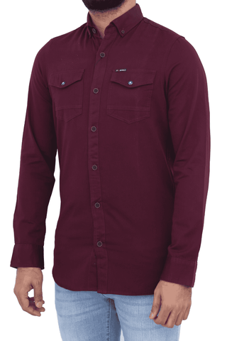 Men's Casual Shirt SHC-1725 Purple Double Pocket