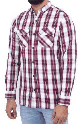 Men's Casual Shirt SHC-1719 Maroon CHK