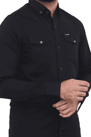 Men's Casual Shirt SHC-1725 Black Double Pocket