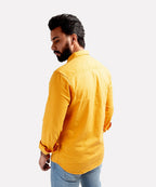 Men's Casual Textured Shirt - Yellow Shc-1830 Strech Fabric(ORG)