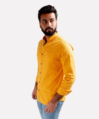 Men's Casual Textured Shirt - Yellow Shc-1830 Strech Fabric(ORG)