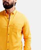 Men's Casual Textured Shirt - Yellow Shc-1830 Strech Fabric(ORG)