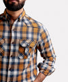 HR Clothing Men's Casual Checkered Shirt - Brown