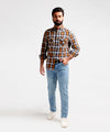 HR Clothing Men's Casual Checkered Shirt - Brown