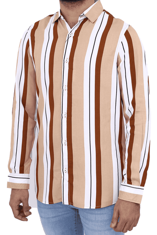 Men's Casual Shirt SHC-1741 Brown Stripe