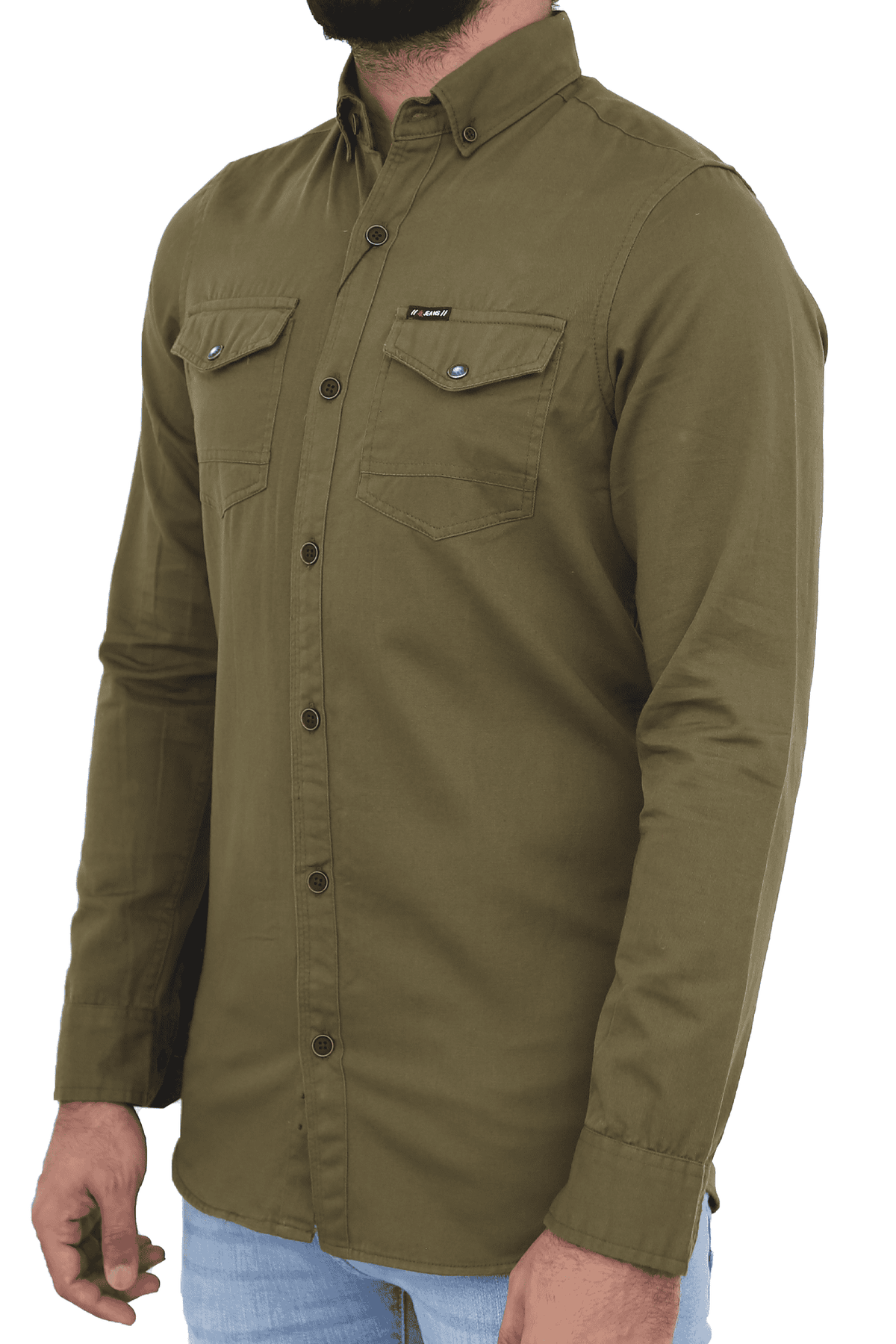 Men's Casual Shirt SHC-1725 Green Double Pocket