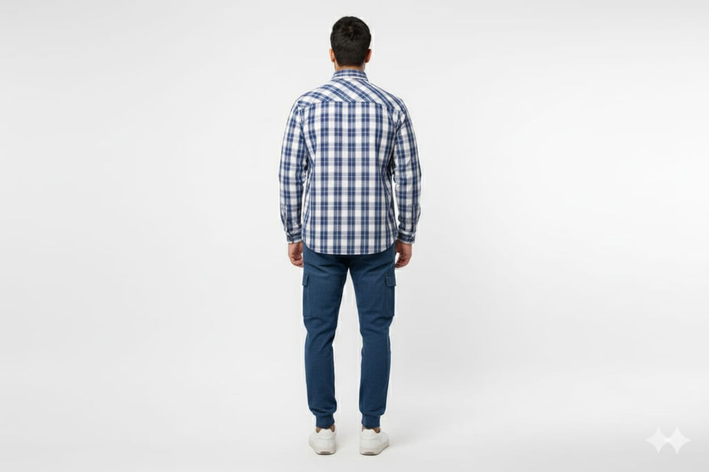 Men's Casual Shirt - Blue Chk Shc-1719 (ORG)