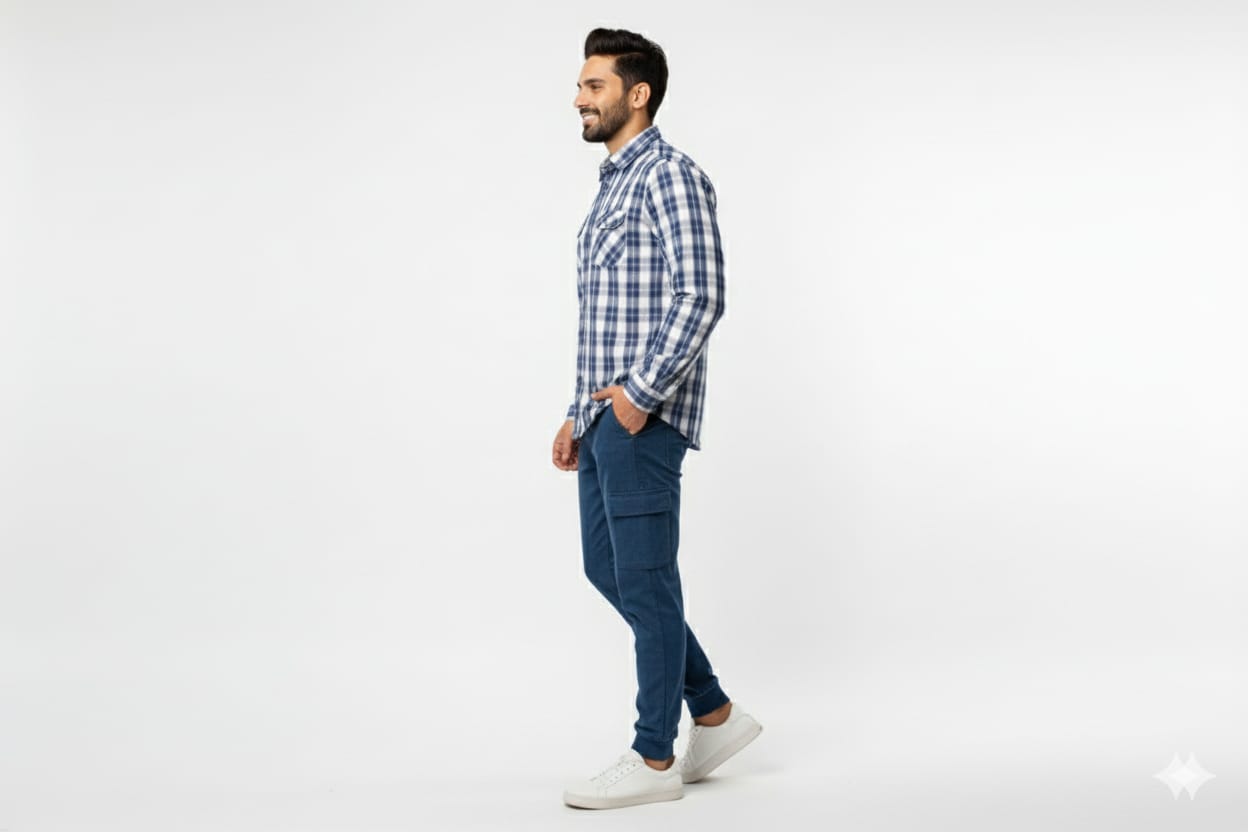 Men's Casual Shirt - Blue Chk Shc-1719 (ORG)