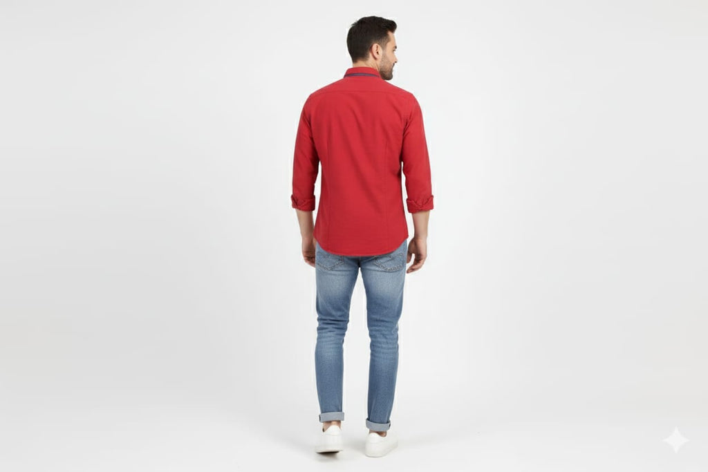 Men's Casual Shirt - Maroon Shc-1612 Strech Fabric (ORG)