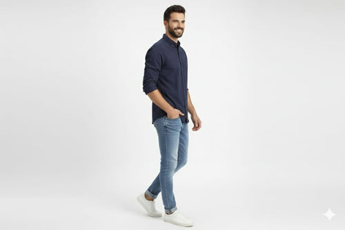 Men's Casual Shirt - Navy Shc-1968 (ORG)