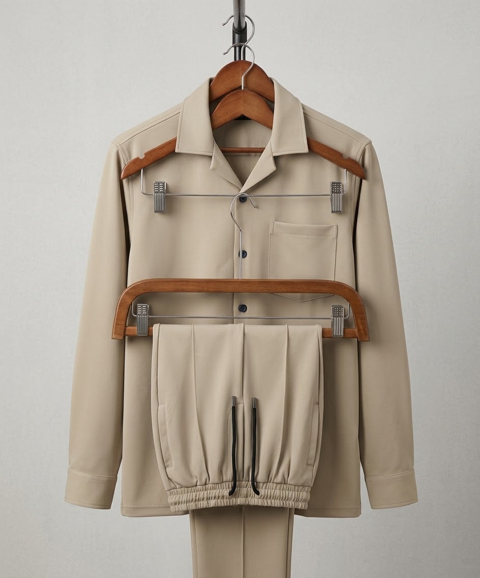 HR clothing Mens Inter Lock Co-Ord Set 3089/0714 -Beige