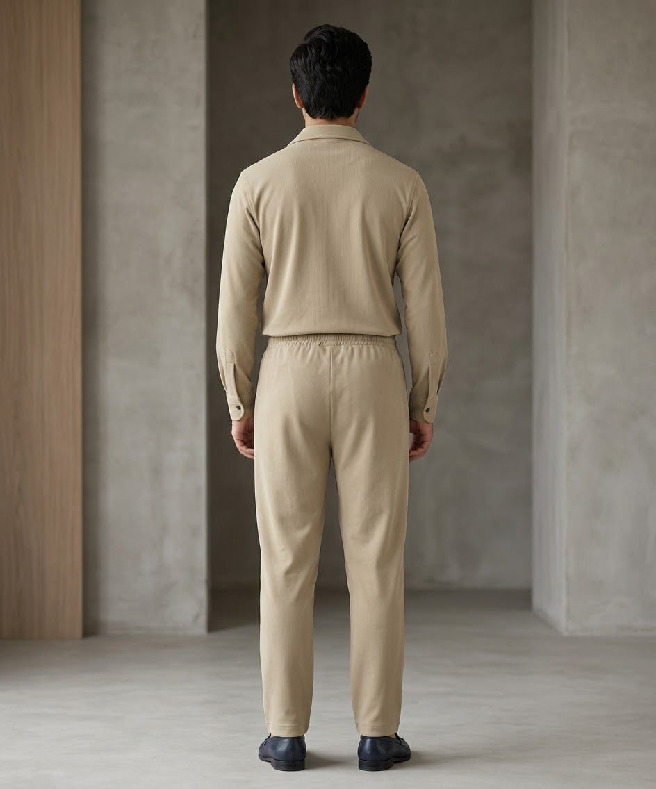 HR clothing Mens Inter Lock Co-Ord Set 3089/0714 -Beige