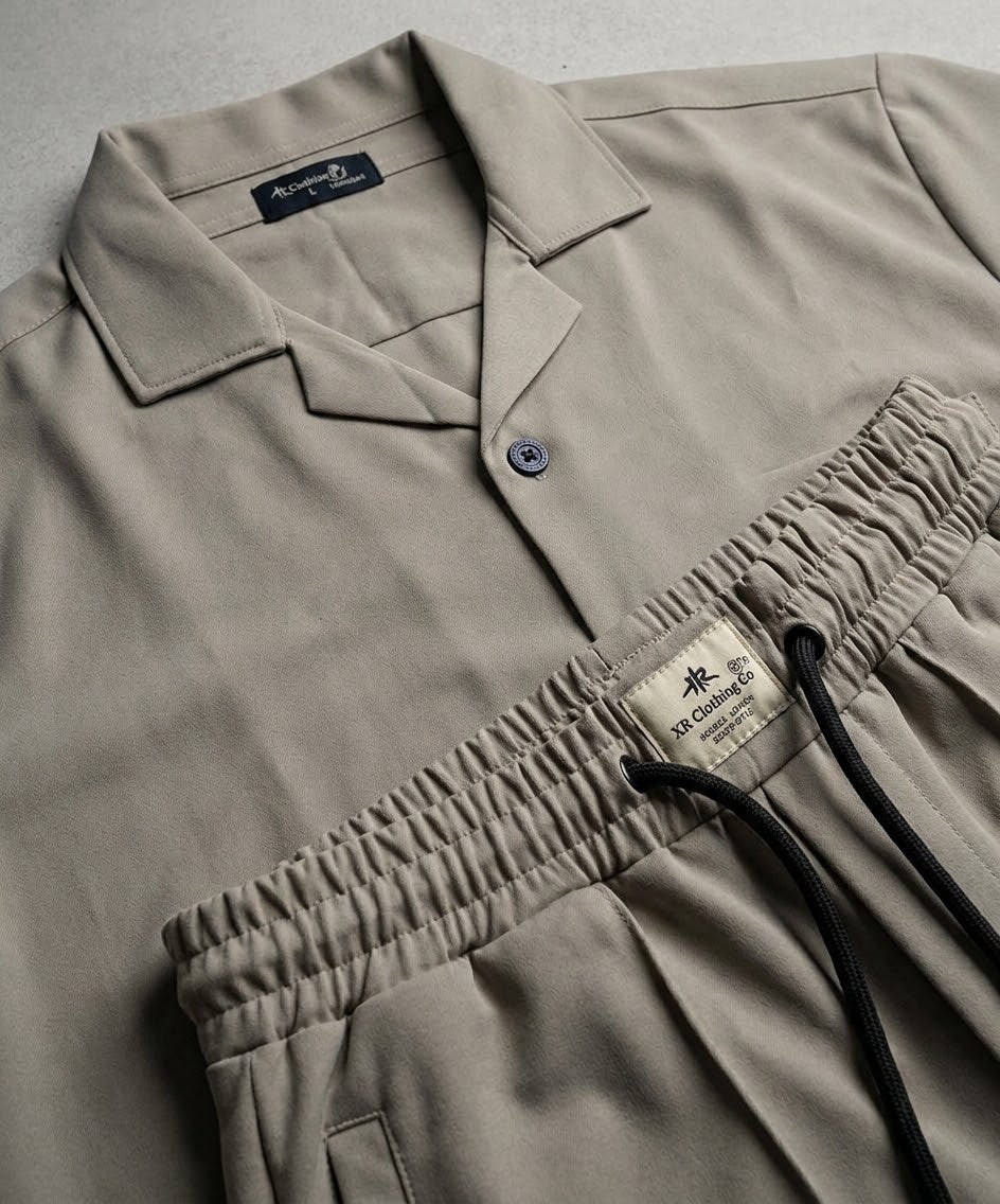 HR clothing Mens Inter Lock Co-Ord Set 3089/0714 -Beige