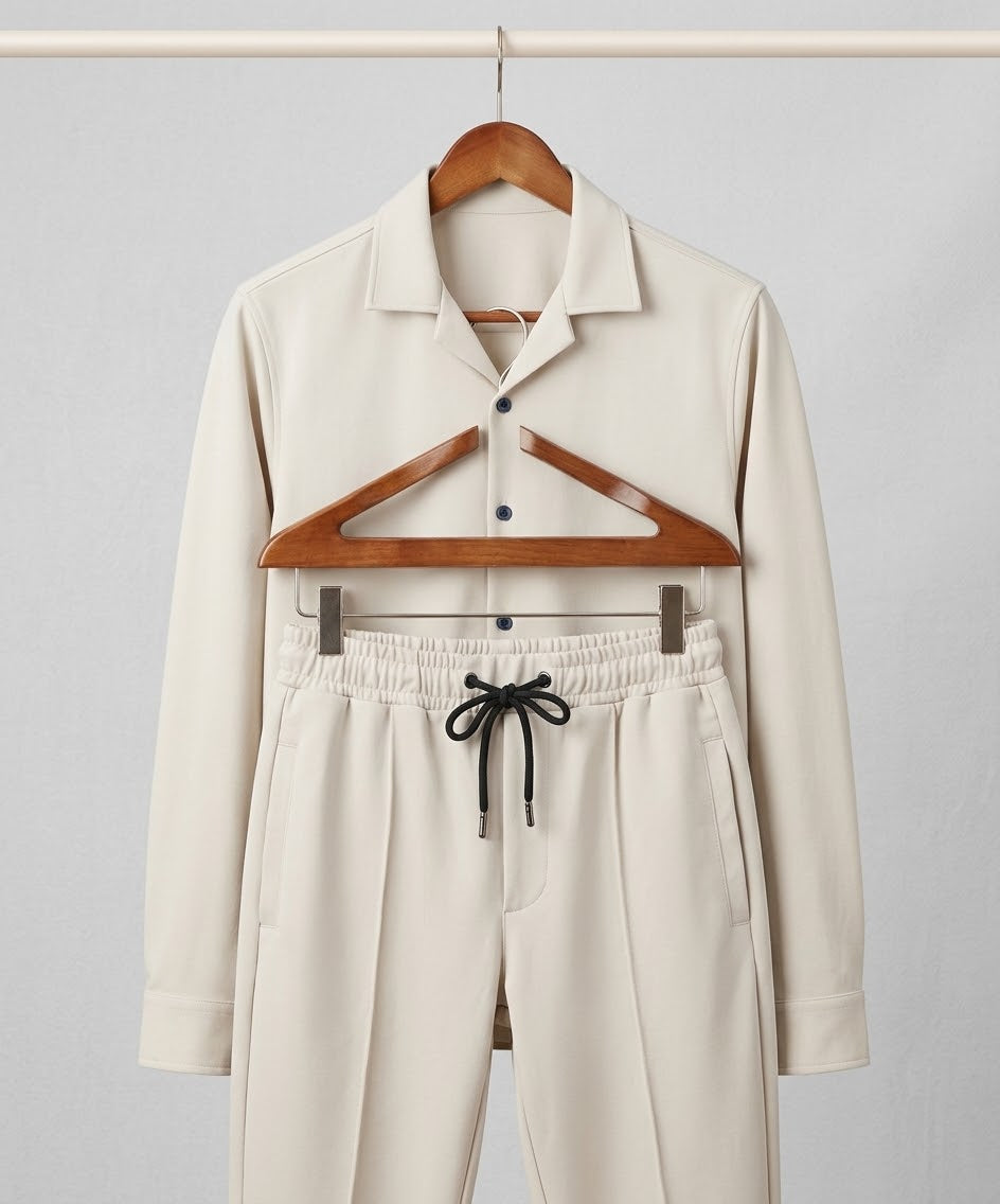 HR clothing Mens Inter Lock Co-Ord Set 3089/0714 -Fawn