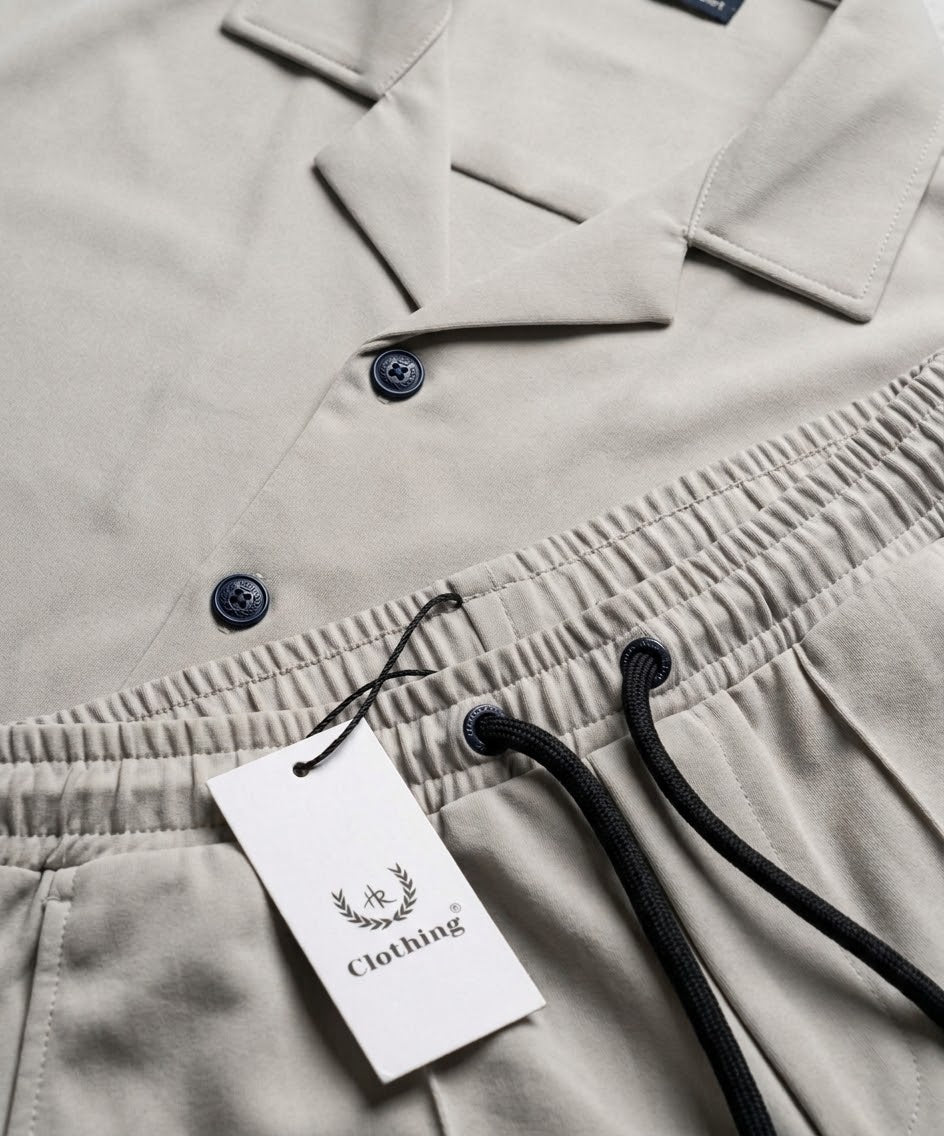 HR clothing Mens Inter Lock Co-Ord Set 3089/0714 -Fawn