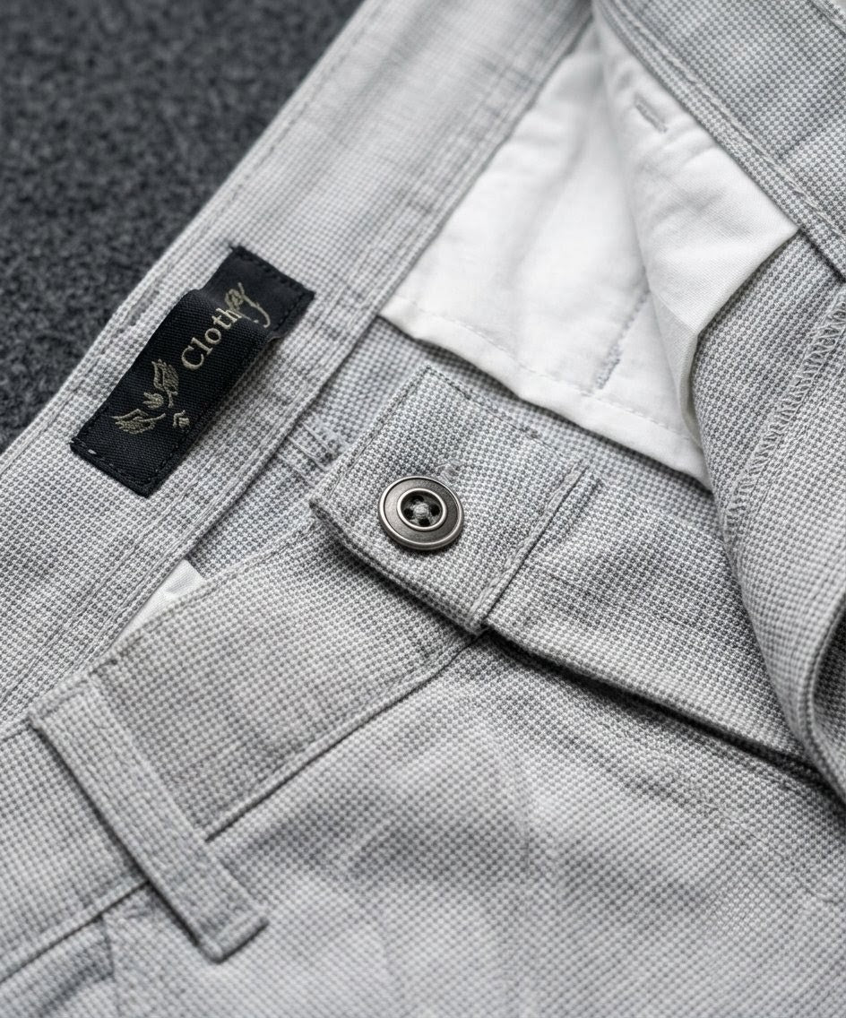 Men's Straight Fit Chino - Texture-White - CP-0561