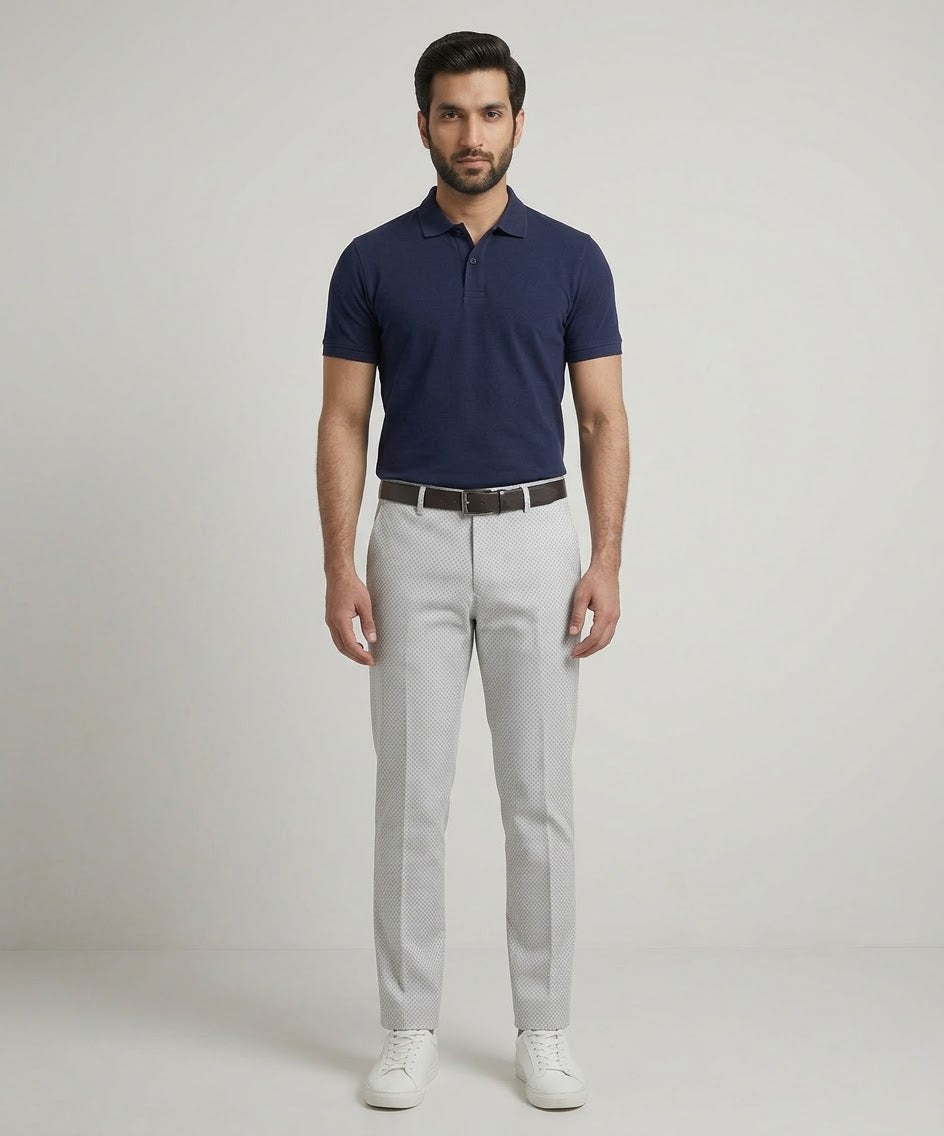 Men's Straight Fit Chino - Texture-White - CP-0561