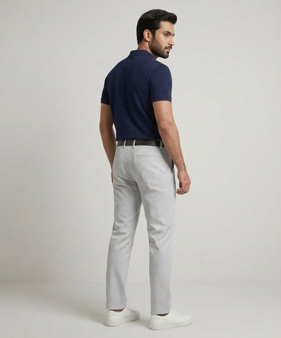 Men's Straight Fit Chino - Texture-White - CP-0561