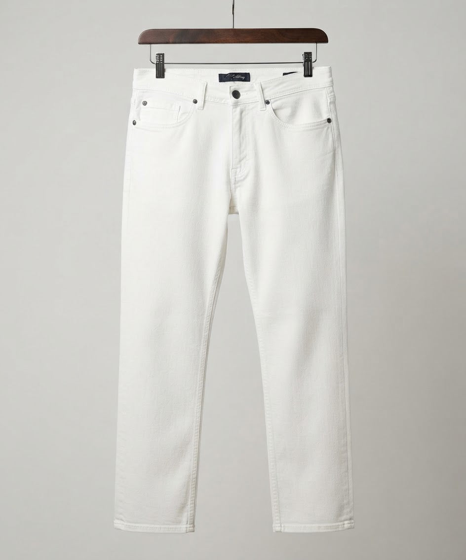 Men's Denim Straight Fit Jeans - White - JP-2266