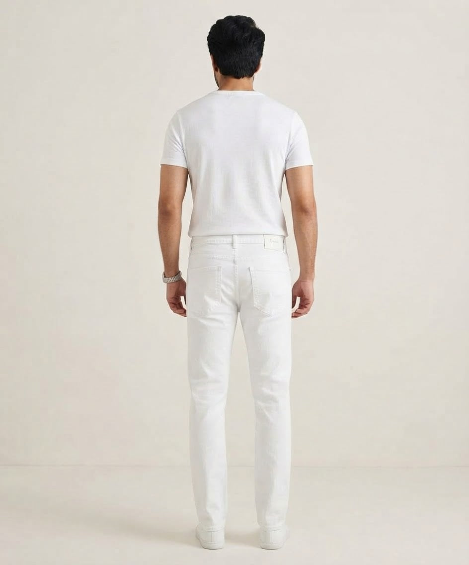 Men's Denim Straight Fit Jeans - White - JP-2266