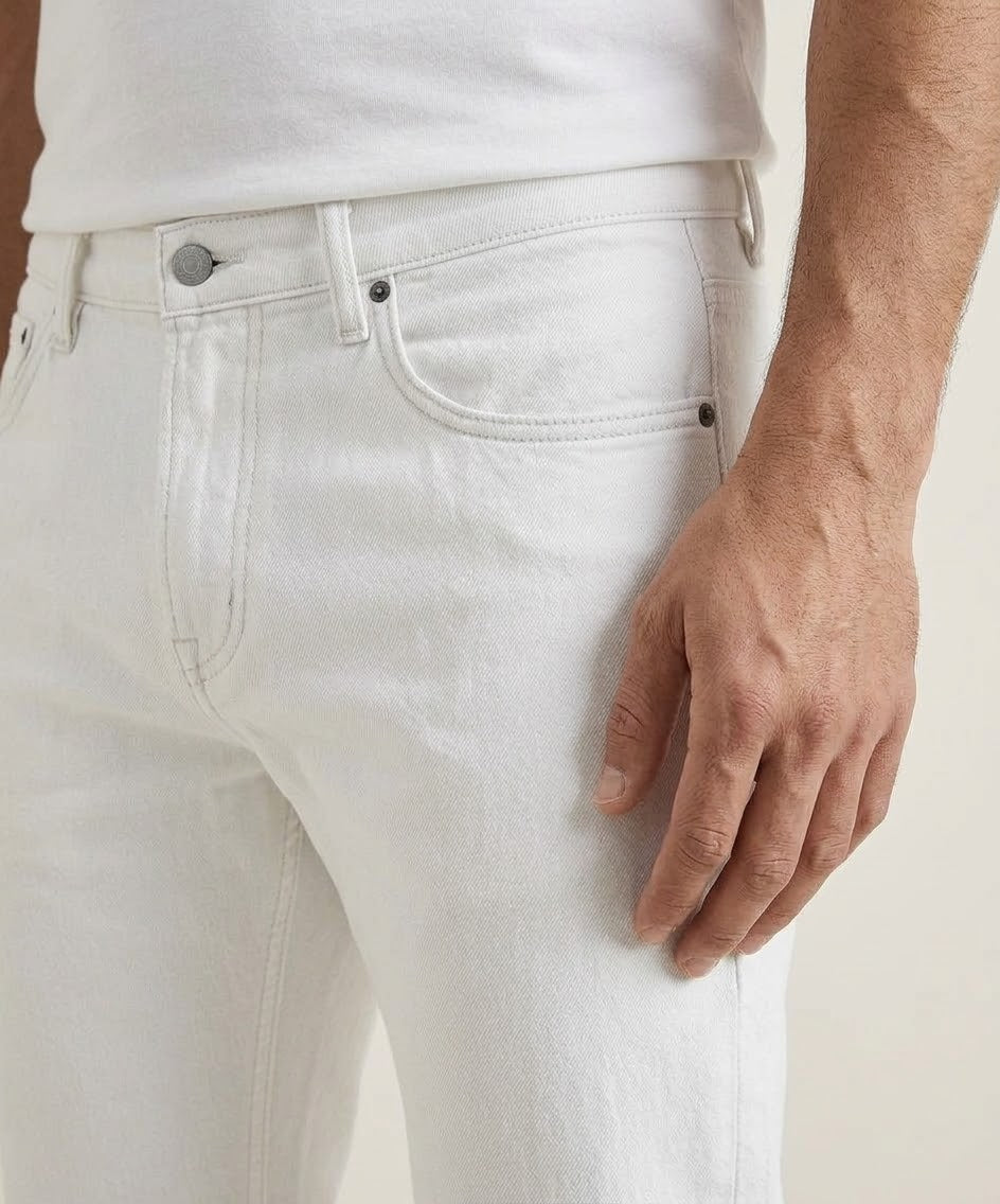 Men's Denim Straight Fit Jeans - White - JP-2266