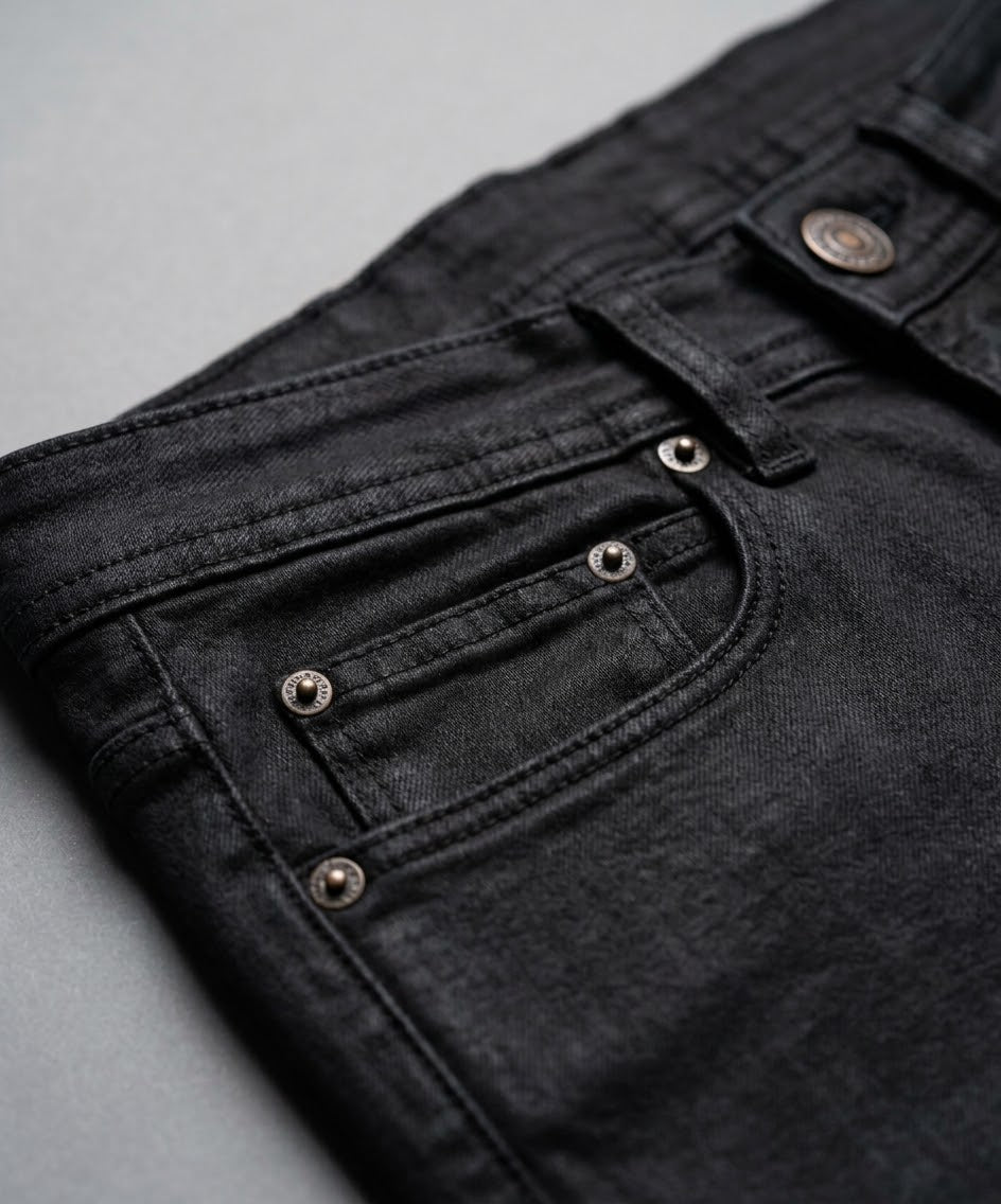 Men's Denim Smart Baggy Jeans - Black - JP-2251