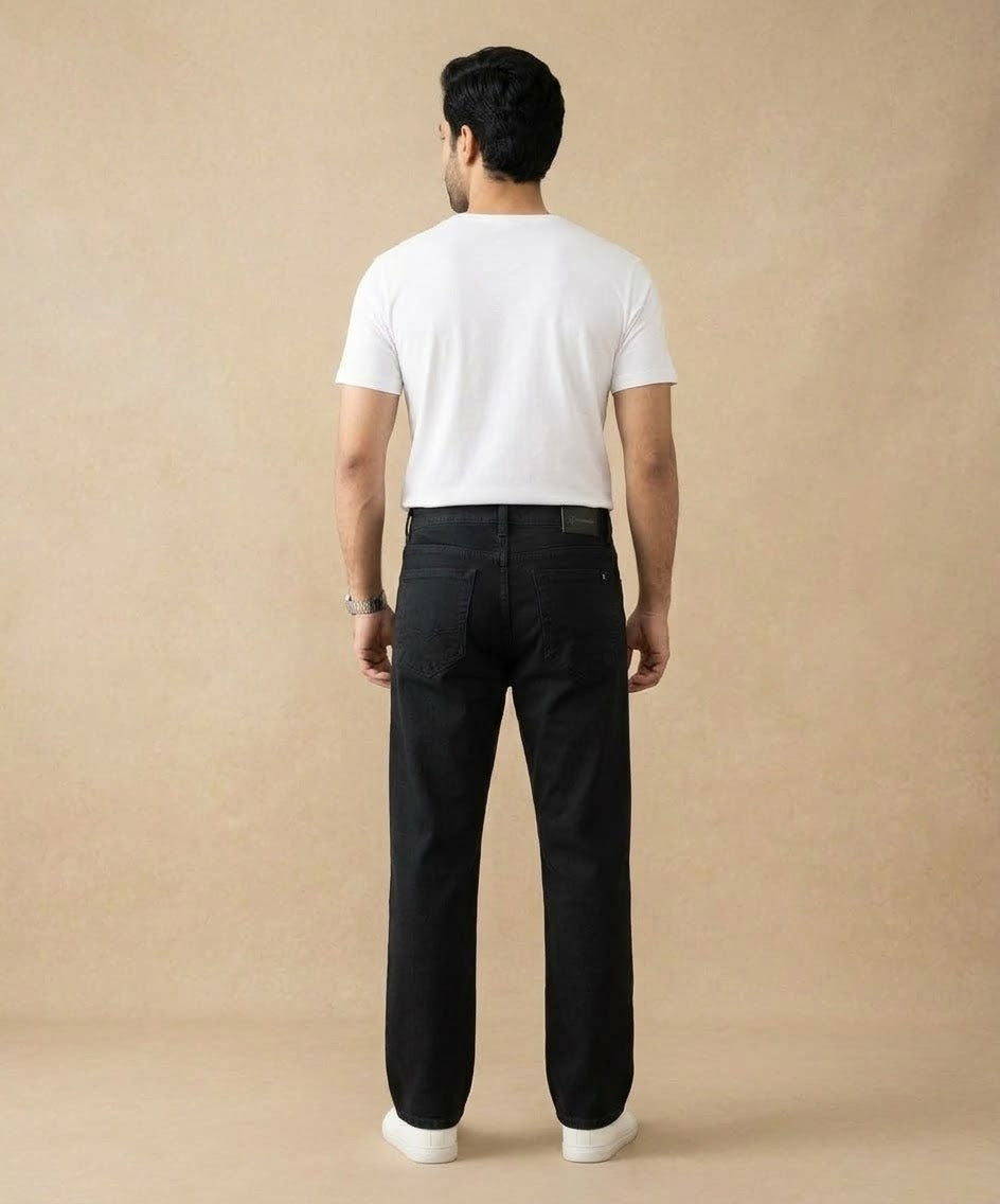 Men's Denim Smart Baggy Jeans - Black - JP-2251