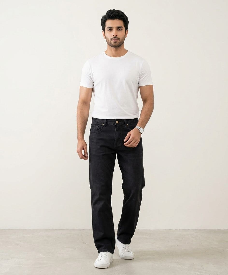 Men's Denim Smart Baggy Jeans -Black - JP-2241