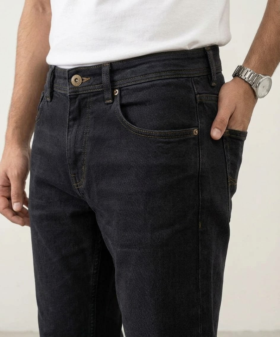 Men's Denim Smart Baggy Jeans -Black - JP-2241
