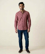 Men's Casual Shirt - Maroon-Dotted Shc-1717 (ORG-H)
