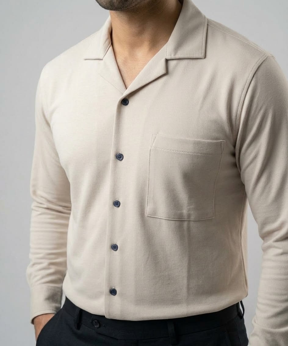 Men's Inter Lock Shirt Full-Sleeves - Fawn Shc-3089 (ORG-H)