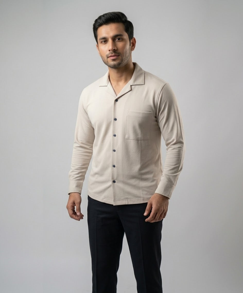 Men's Inter Lock Shirt Full-Sleeves - Fawn Shc-3089 (ORG-H)