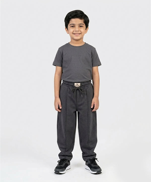 Kids Smart Baggy stretchable premium trouser Charcoal Texture BLW-0136