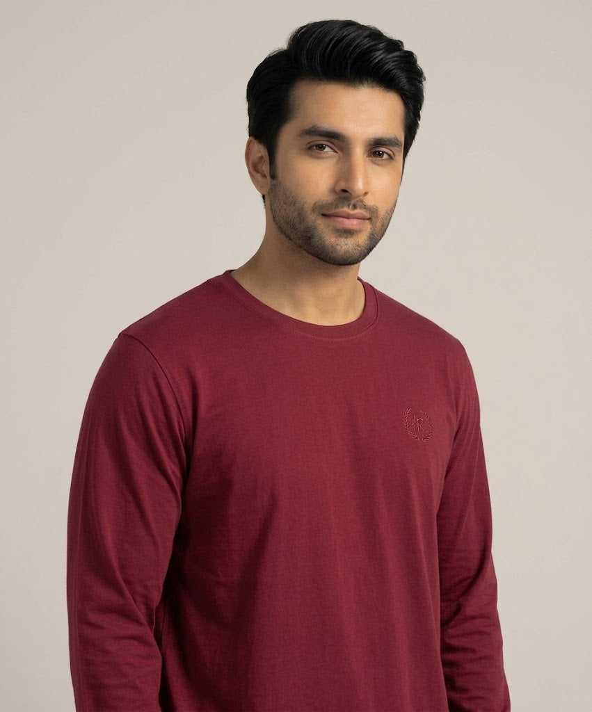 HR Clothing Men’s Maroon Full-Sleeves T-Shirt – TSH-6844
