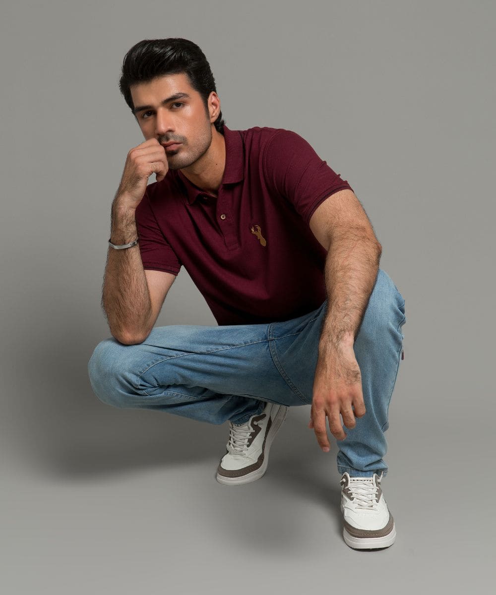HR Clothing Men's Polo T-Shirt Maroon TSH-5518