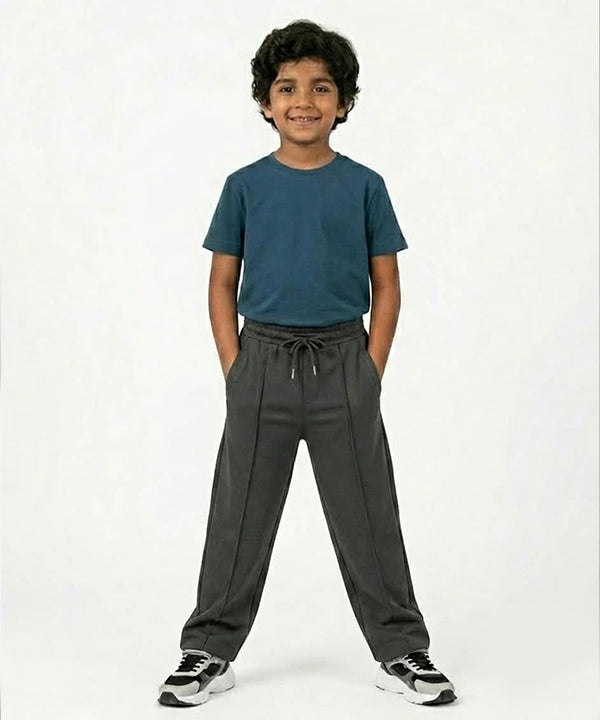 Kids Smart Baggy stretchable premium trouser Self Black BLW-0136