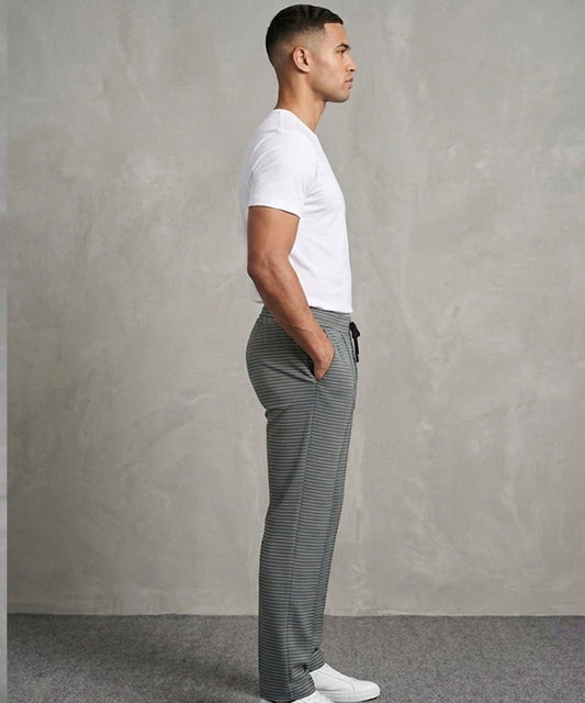 Men’s Pinstripe Drawstring Baggy Trousers- LWR-0688 Green Stripe